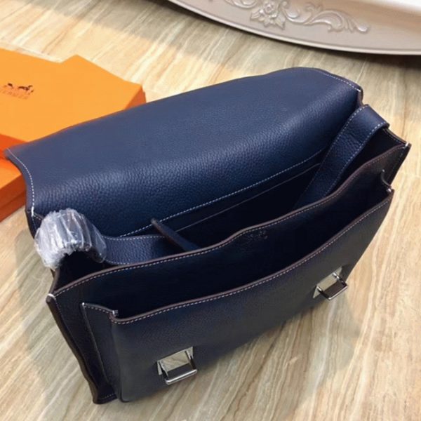 Contrefaçon Bon Marché Hermès Steve Messenger Bleu Foncé – Image 4