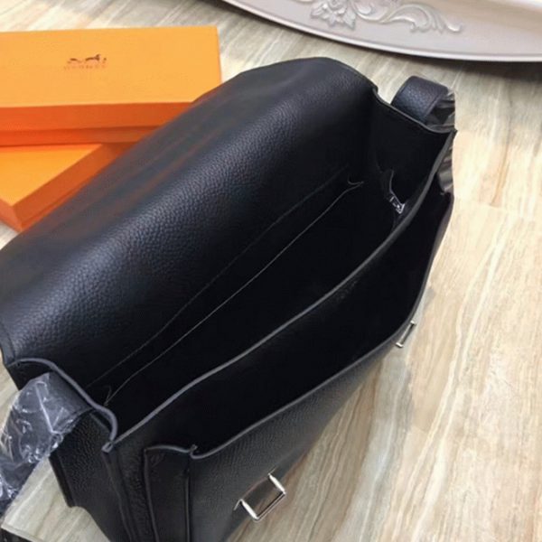 Faux Designer Sac Hermès Steve Messenger Noir – Image 9
