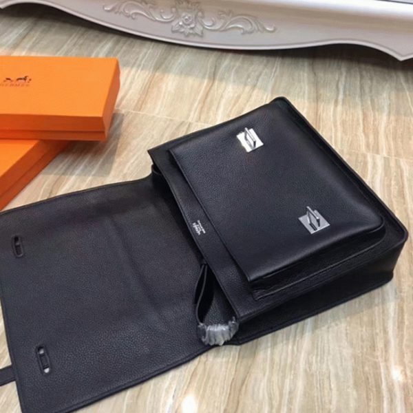 Faux Designer Sac Hermès Steve Messenger Noir – Image 8