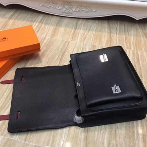 Faux Designer Sac Hermès Steve Messenger Noir – Image 2