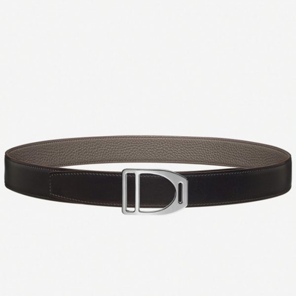 Contrefaçon Ceinture Boucle étrier Hermès & Taupe – Image 5