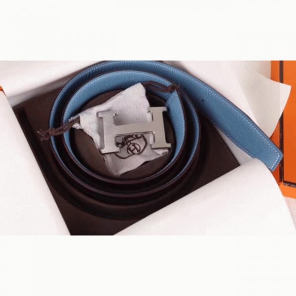 Fausse Ceinture Designer Boucle H Hermès & Bleu – Image 6