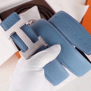 Fausse Ceinture Designer Boucle H Hermès & Bleu