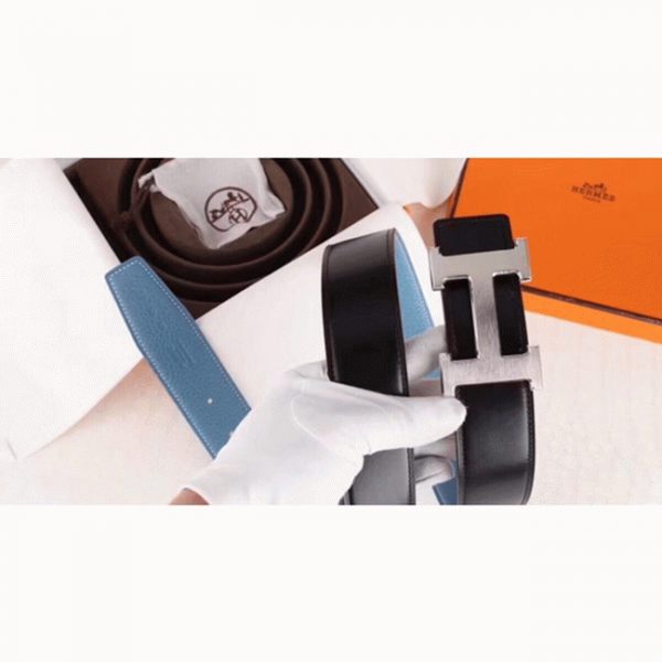 Fausse Ceinture Designer Boucle H Hermès & Bleu – Image 3