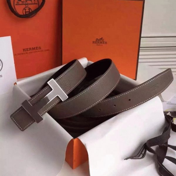 Fausse Ceinture Kits Hermès Epsom Gris Boucle Constance – Image 4