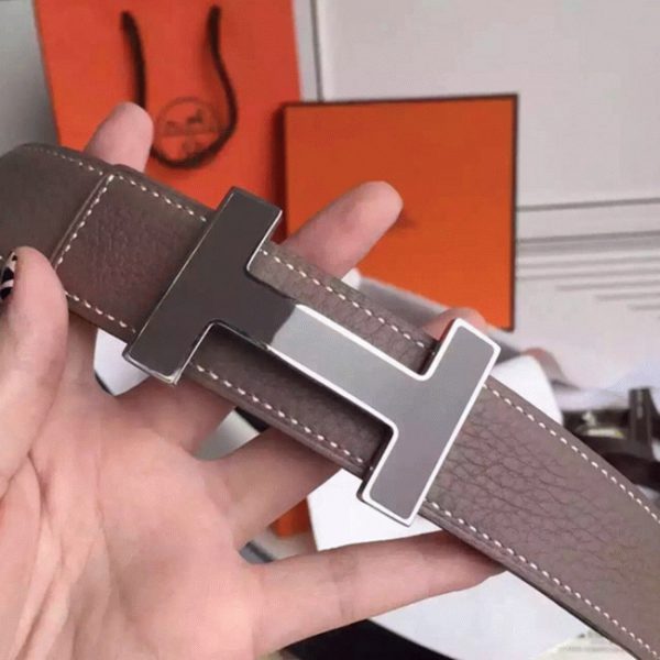 Fausse Ceinture Kits Hermès Epsom Gris Boucle Constance – Image 3