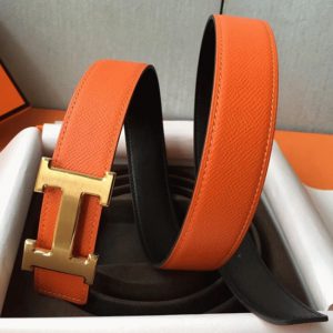 Contrefaçon Boucle de Ceinture Hermès & Cuir Epsom Orange
