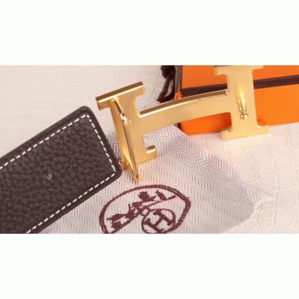 Fausse Boucle H Hermès & Cuir Clémence Chocolat – Image 8