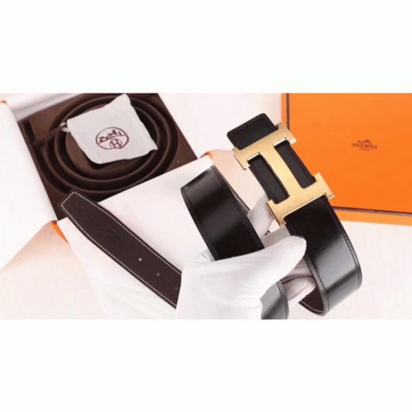 Fausse Boucle H Hermès & Cuir Clémence Chocolat – Image 7