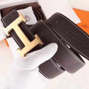 Fausse Boucle H Hermès & Cuir Clémence Chocolat