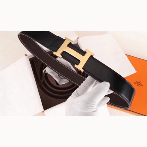 Fausse Boucle H Hermès & Cuir Clémence Chocolat – Image 3