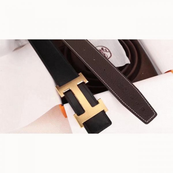 Fausse Boucle H Hermès & Cuir Clémence Chocolat – Image 2
