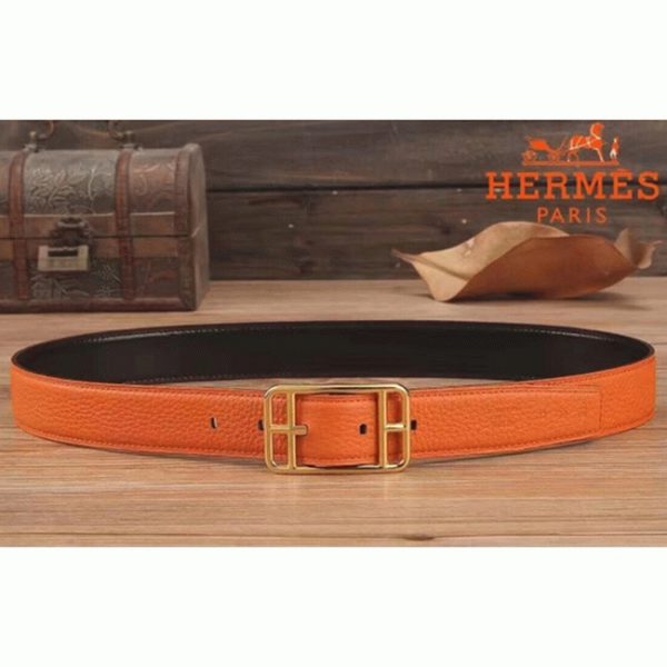 Fausse AAA Ceinture Hermès Orange Cape Cod 32 Réversible – Image 4