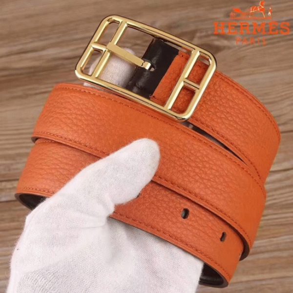 Fausse AAA Ceinture Hermès Orange Cape Cod 32 Réversible – Image 3