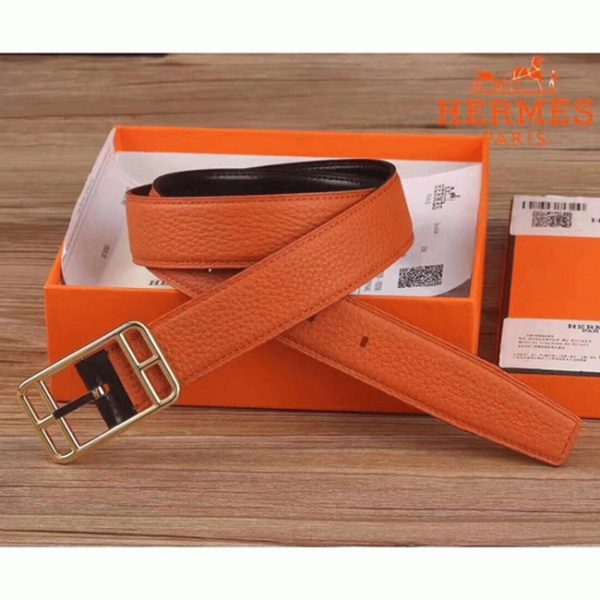 Fausse AAA Ceinture Hermès Orange Cape Cod 32 Réversible – Image 2