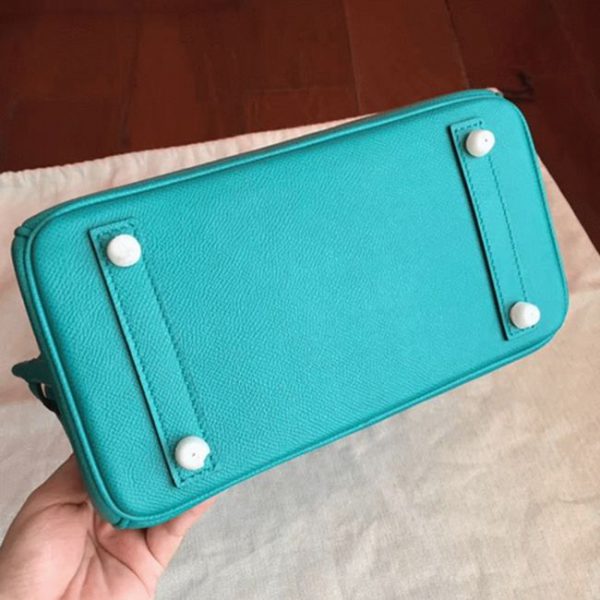 Faux de haute qualité Hermes Birkin 25cm sac à main bleu paon – Image 6