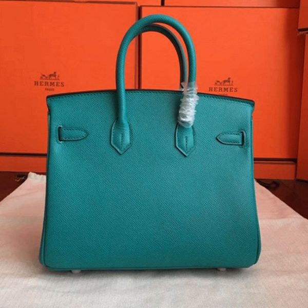 Faux de haute qualité Hermes Birkin 25cm sac à main bleu paon – Image 2