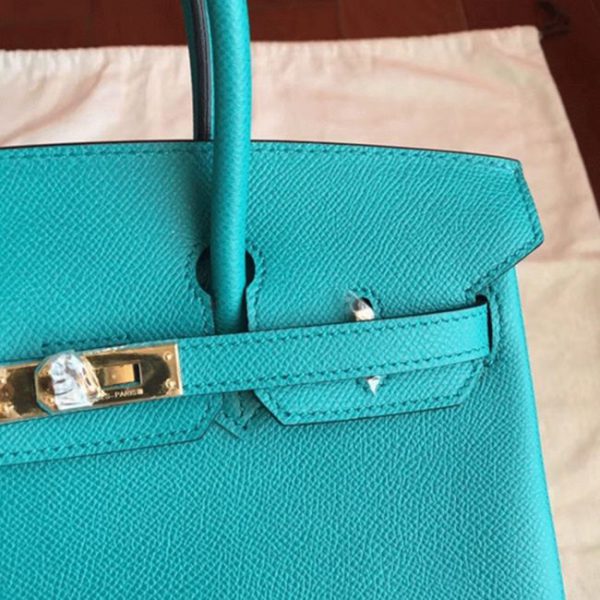 Faux de haute qualité Hermes Birkin 25cm sac à main bleu paon – Image 7