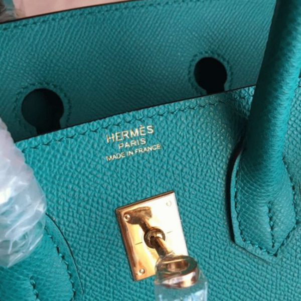 Faux de haute qualité Hermes Birkin 25cm sac à main bleu paon – Image 8