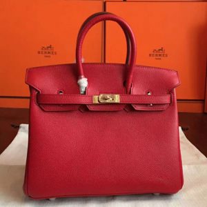 Réplique sac de créateur Hermes Birkin 25cm sac à main rouge