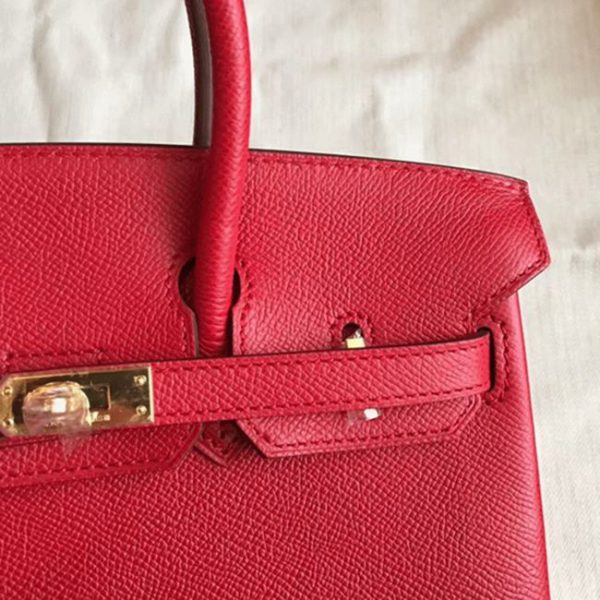 Réplique sac de créateur Hermes Birkin 25cm sac à main rouge – Image 6