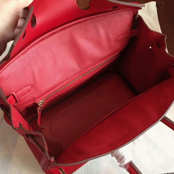 Réplique sac de créateur Hermes Birkin 25cm sac à main rouge – Image 5