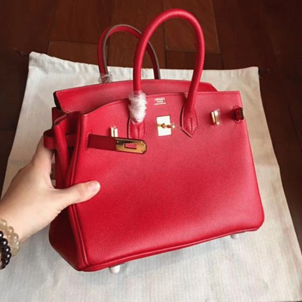 Réplique sac de créateur Hermes Birkin 25cm sac à main rouge – Image 4