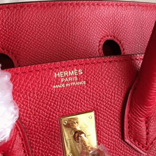 Réplique sac de créateur Hermes Birkin 25cm sac à main rouge – Image 8