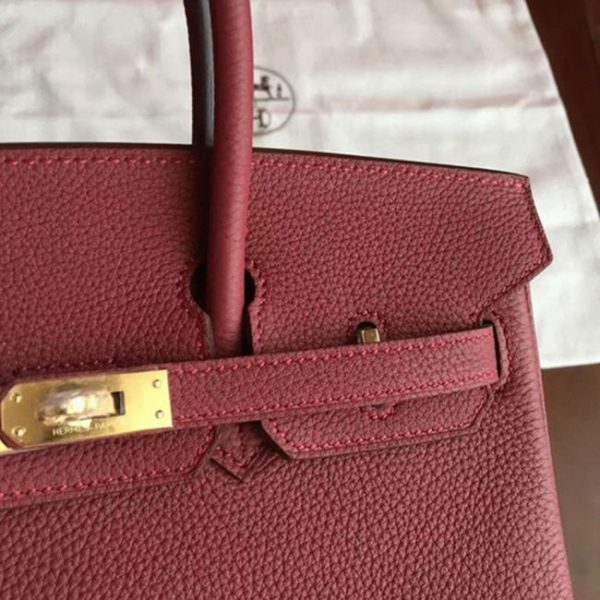 Faux bon sac Hermes Birkin 25cm bordeaux – Image 7