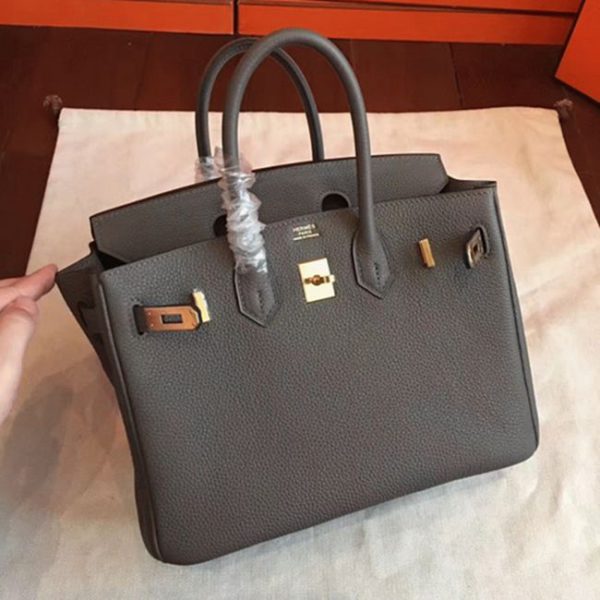 Réplique de haute qualité Hermes Birkin 25cm sac à main vert gris – Image 2