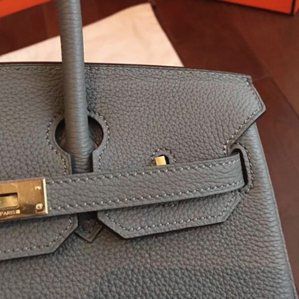 Réplique de haute qualité Hermes Birkin 25cm sac à main vert gris – Image 6
