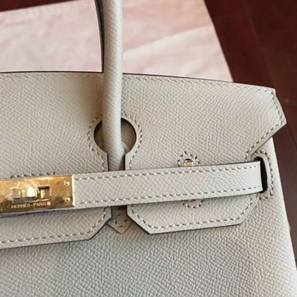 Sac réplique de luxe Hermès Birkin gris 25 cm AAA – Image 4