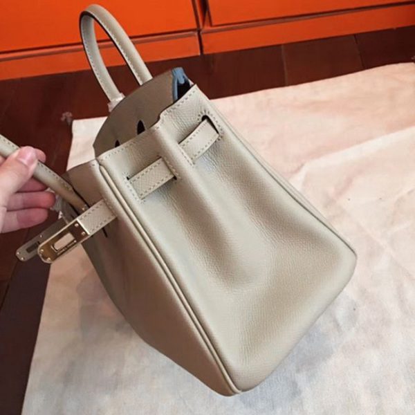 Sac réplique de luxe Hermès Birkin gris 25 cm AAA – Image 8