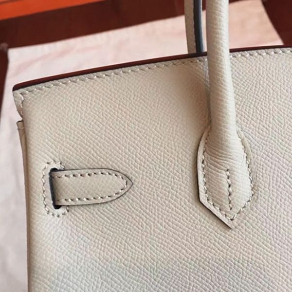 Sac réplique de luxe Hermès Birkin gris 25 cm AAA – Image 5