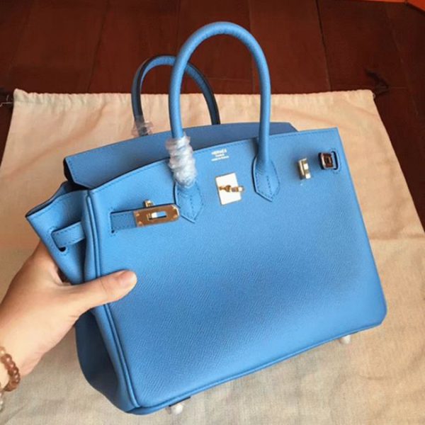 Faux de haute qualité Hermes Birkin 25cm sac bleu paradiso – Image 3