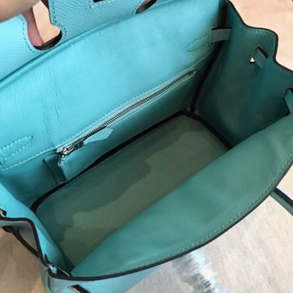Sac Hermès Birkin 25 cm de haute qualité, imitation bleu atoll – Image 4