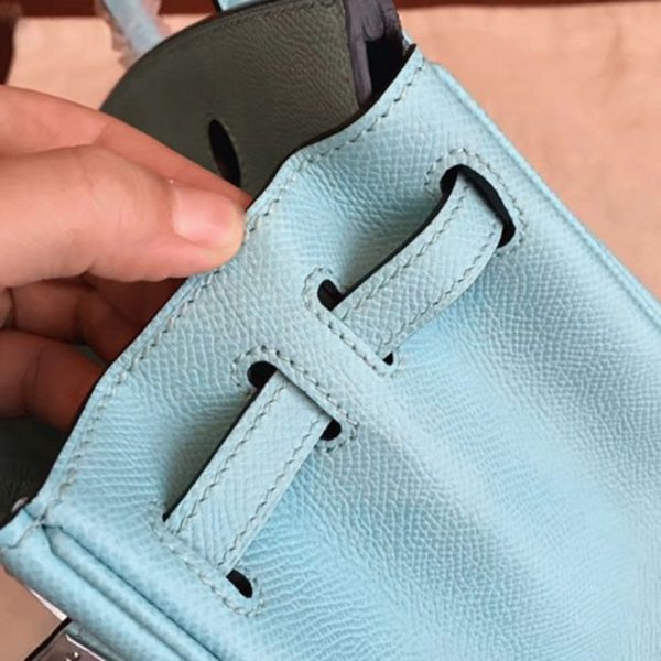 Sac Hermès Birkin 25 cm de haute qualité, imitation bleu atoll – Image 5