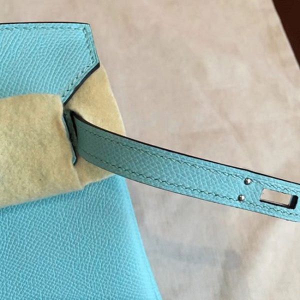 Sac Hermès Birkin 25 cm de haute qualité, imitation bleu atoll – Image 8