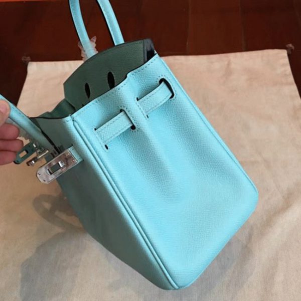 Sac Hermès Birkin 25 cm de haute qualité, imitation bleu atoll – Image 3