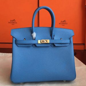 Faux de haute qualité Hermes Birkin 25cm sac bleu paradiso