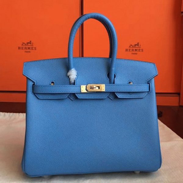 Faux de haute qualité Hermes Birkin 25cm sac bleu paradiso