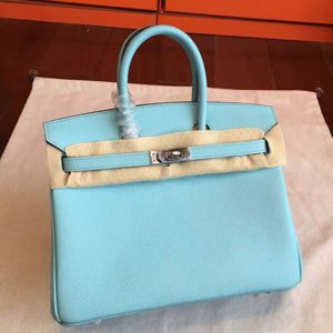 Sac Hermès Birkin 25 cm de haute qualité, imitation bleu atoll