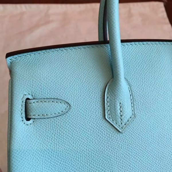 Sac Hermès Birkin 25 cm de haute qualité, imitation bleu atoll – Image 7