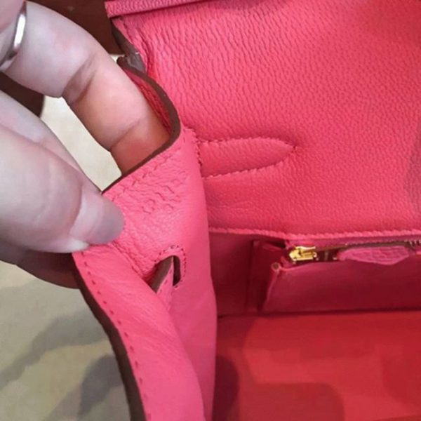 Copie du sac à main Hermès Birkin 25 cm, rose rouge à lèvres – Image 6