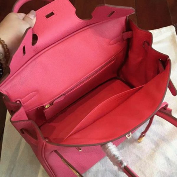 Copie du sac à main Hermès Birkin 25 cm, rose rouge à lèvres – Image 5