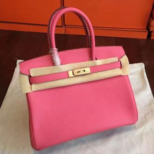 Copie du sac à main Hermès Birkin 25 cm, rose rouge à lèvres
