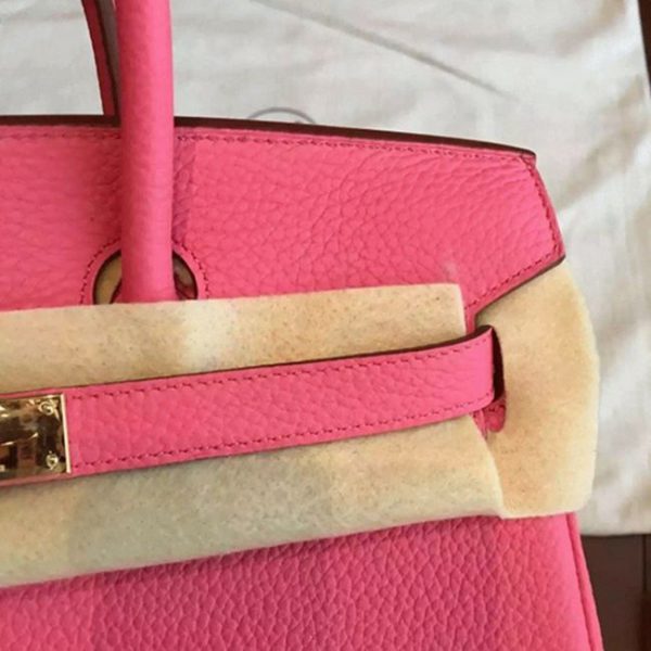 Copie du sac à main Hermès Birkin 25 cm, rose rouge à lèvres – Image 7