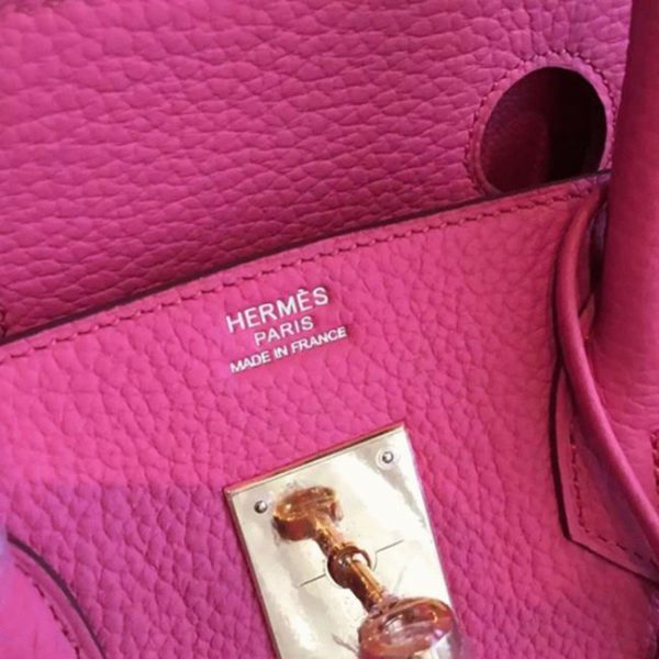 Copie du sac à main Hermès Birkin 25 cm, rose rouge à lèvres – Image 8
