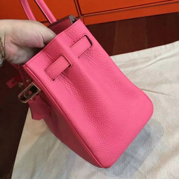 Copie du sac à main Hermès Birkin 25 cm, rose rouge à lèvres – Image 4