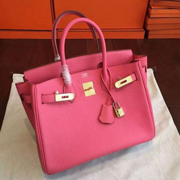 Copie du sac à main Hermès Birkin 25 cm, rose rouge à lèvres – Image 2